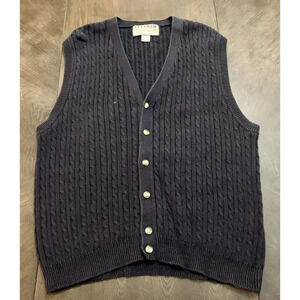 Vintage Ivy Crew Classics Cotton Grandpa Cardigan Sweater Vest XL Blue Dad
